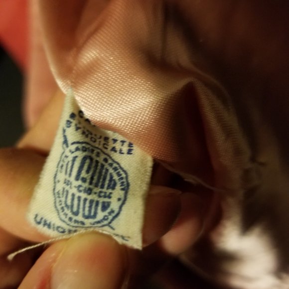 Vintage 50-60's Diagonal Textured Wool Cropped Pink Jacket Worker Union Blazer - Picture 13 of 16